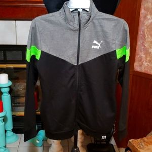 Boy's Size Large (14-16) Zipper Gray Green Puma Athletic Jacket